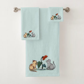 Kittens Summer Delight Flower Game Bath Towel Set