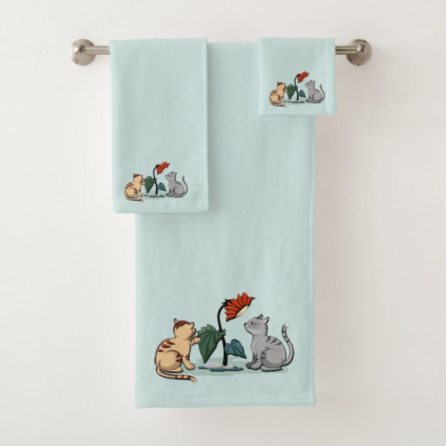 Kittens Summer Delight Flower Game Bath Towel Set (Insitu)