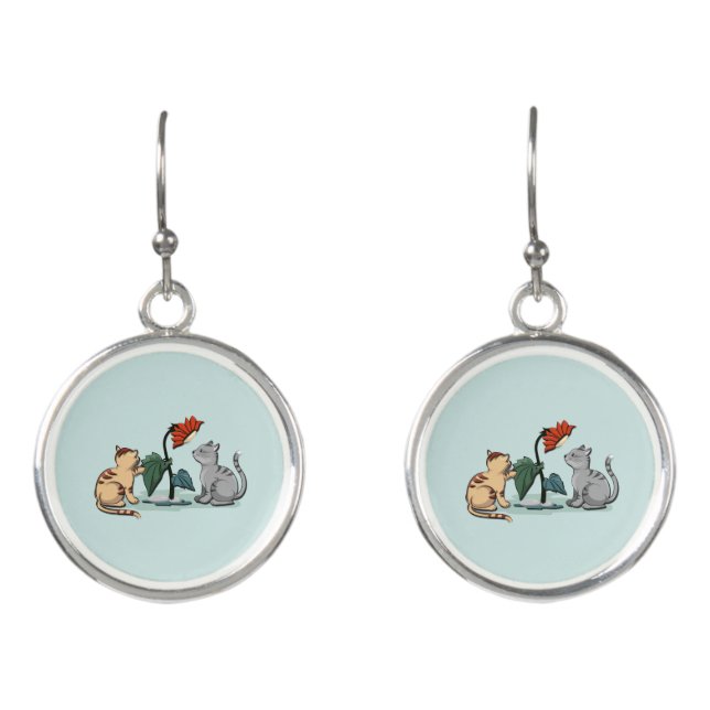 Kittens Summer Delight Flower Game Earrings (Front)