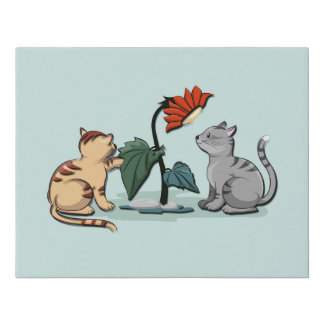 Kittens Summer Delight Flower Game Faux Canvas Print