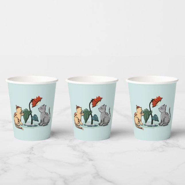 Kittens Summer Delight Flower Game Paper Cups (Multi)
