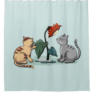 Kittens Summer Delight Flower Game Shower Curtain
