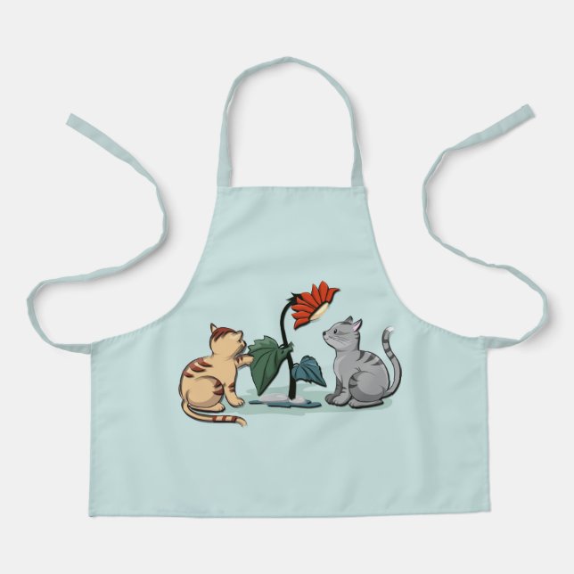 Kittens Summer Delight Seafoam Green Apron (Front)