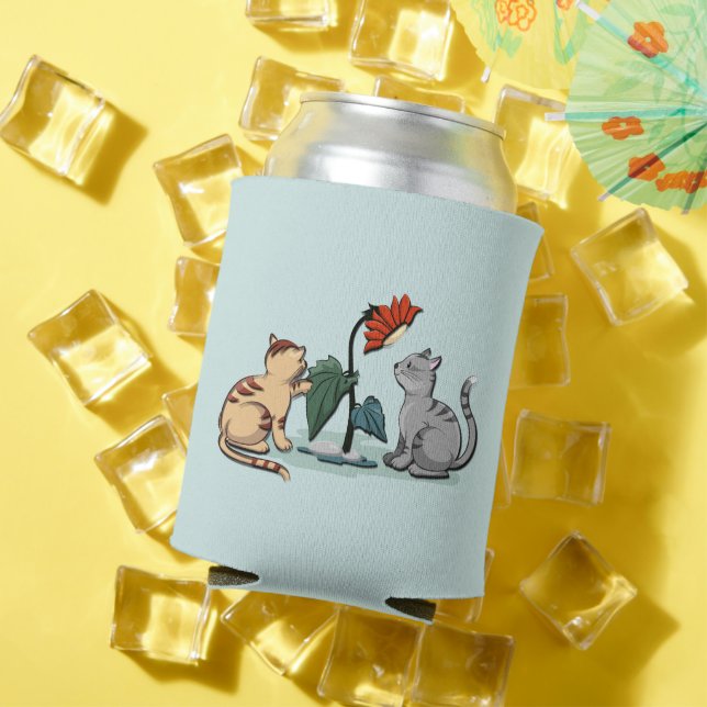 Kittens Summer Delight Seafoam Green Can Cooler (In Situ Summer)
