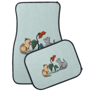 Kittens Summer Delight Seafoam Green Car Floor Mat