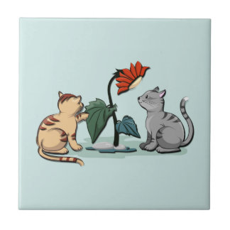Kittens Summer Delight Seafoam Green Ceramic Tile