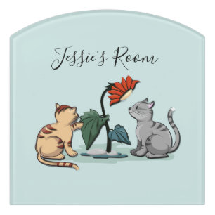 Kittens Summer Delight Seafoam Green Door Sign