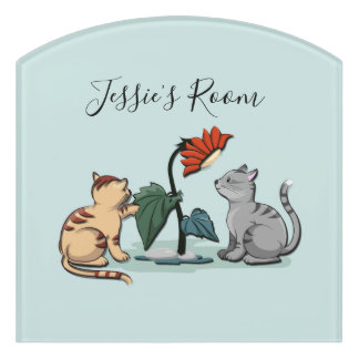 Kittens Summer Delight Seafoam Green Door Sign