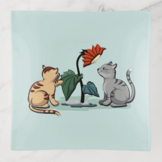 Kittens Summer Delight Seafoam Green Duvet Cover Trinket Tray