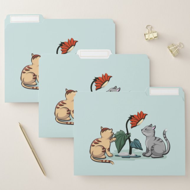 Kittens Summer Delight Seafoam Green File Folder (Set)