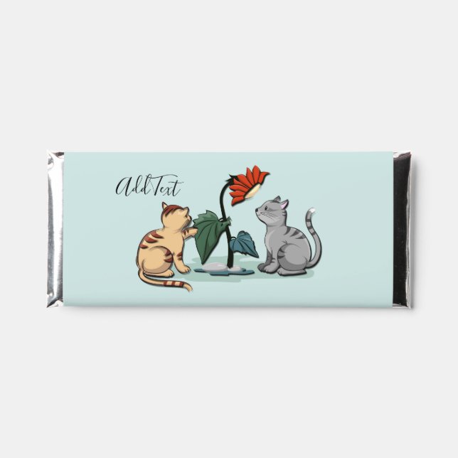 Kittens Summer Delight Seafoam Green Hershey Bar Favors (Front)