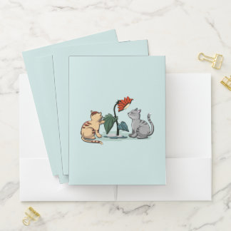 Kittens Summer Delight Seafoam Green Pocket Folder