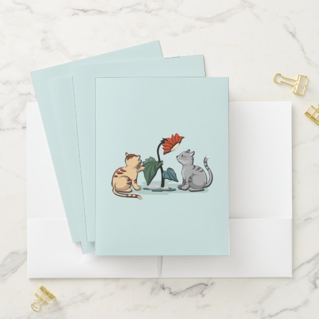 Kittens Summer Delight Seafoam Green Pocket Folder (In Situ)