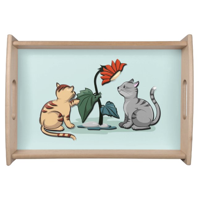 Kittens Summer Delight Seafoam Green Serving Tray (Front)