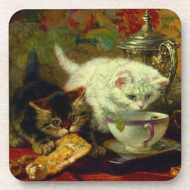 Kittens Tea Party Beverage Coaster (Front)