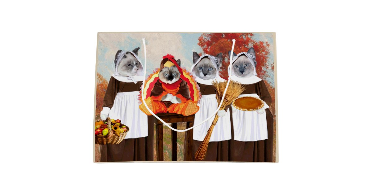 Kittens Thanksgiving Large Gift Bag | Zazzle.com