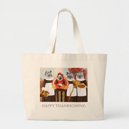 Kittens Thanksgiving Large Tote Bag