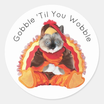 Kittens Thanksgiving Round Stickers