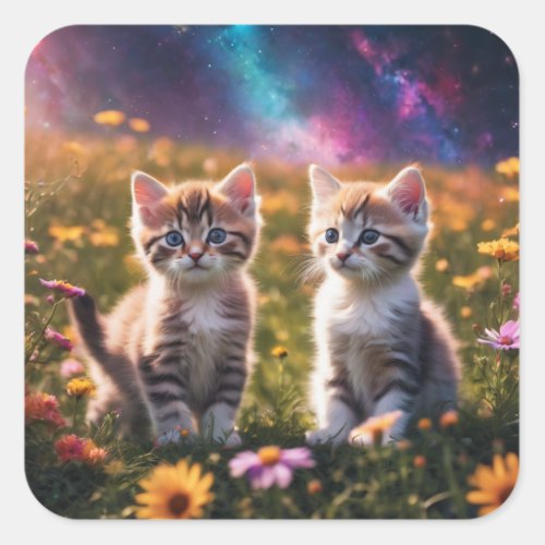 kittens with a beautiful background sticker square sticker