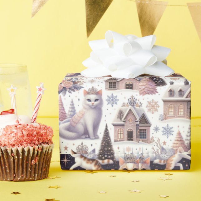 Kittens with Sparkling Tiaras Wrapping Paper (Birthday Party)