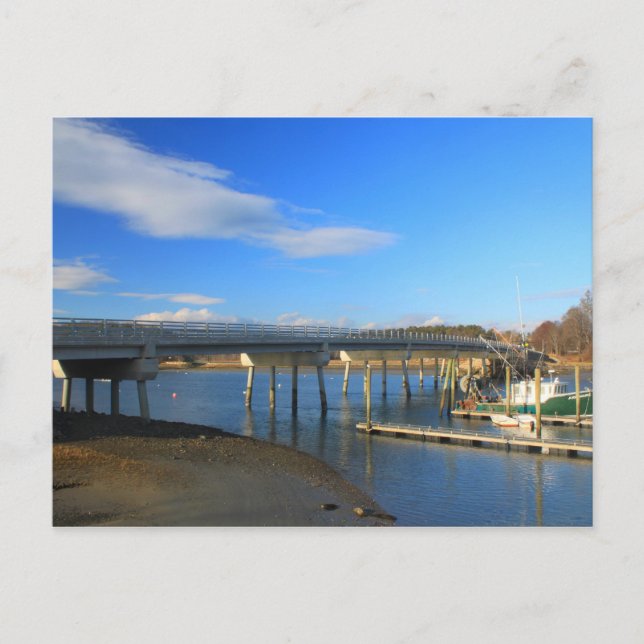 Kittery Maine Boat and Bridge Postcard (Front)