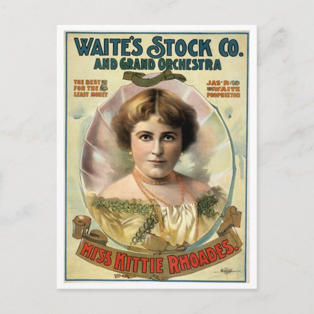 Kittie Rhoades Vintage Theater Poster Postcard (Front)