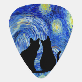 Kitties at Night Guitar Pick