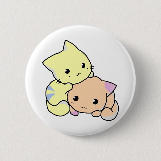 Kitties Cartoon Snuggle Cats Cute Kittens Button (Front)