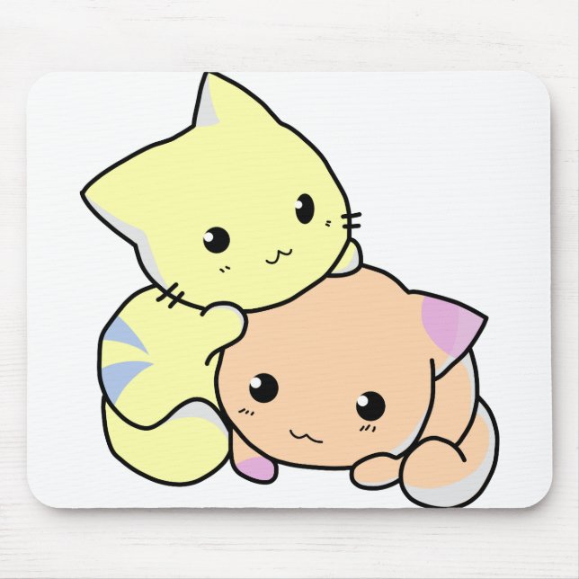 kitties cartoon snuggle cats cute mouse pad (Front)