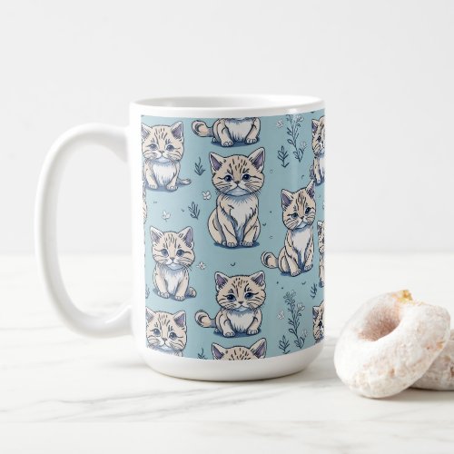 Kitties Kittens Cats in Seamless Pattern Coffee Mug