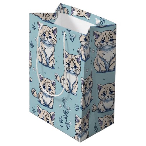 Kitties Kittens Cats in Seamless Pattern Medium Gift Bag