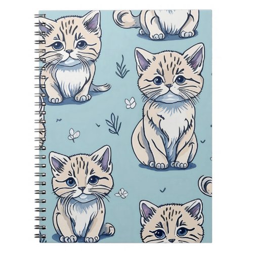 Kitties Kittens Cats in Seamless Pattern Notebook