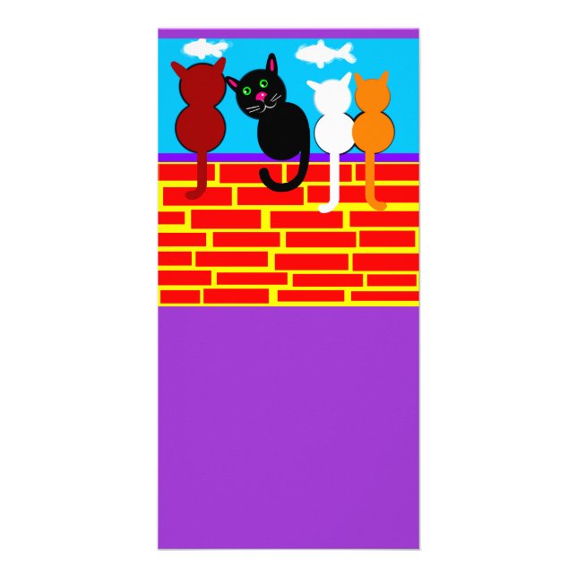 Kitties Sitting on a Wall Designed Book Mark Card (Front)