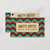Kitting Crochet Chevron Red Teal Business Card (Front/Back)