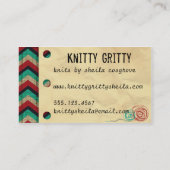Kitting Crochet Chevron Red Teal Business Card (Back)