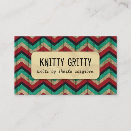 Kitting Crochet Chevron Red Teal Business Card