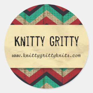 Kitting Crochet Chevron Red Teal  Label Sticker
