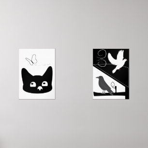 Kitty and Birds Wall Art Sets
