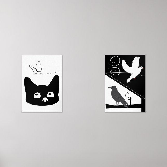 Kitty and Birds Wall Art Sets (Front)