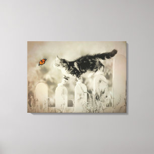 Kitty and Butterfly Canvas Print