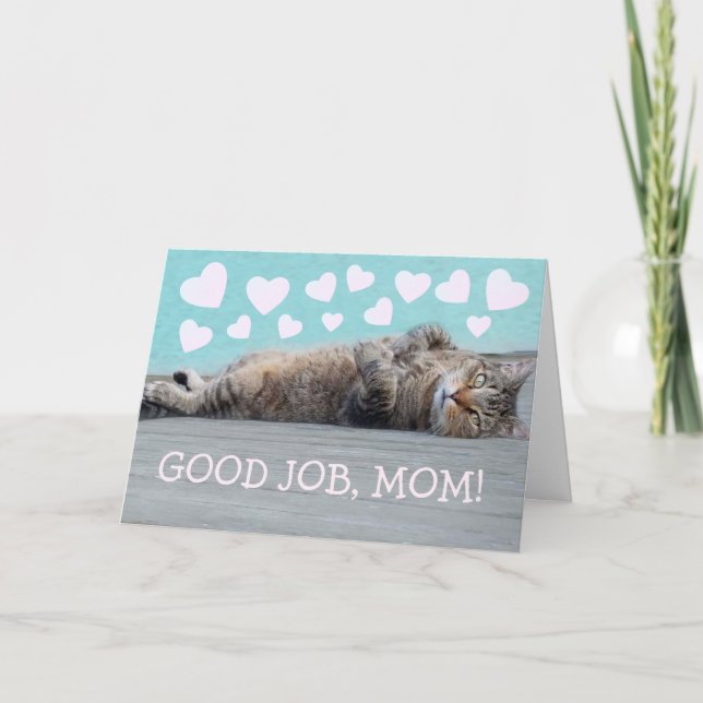 Kitty And Hearts Happy Mother's Day Holiday Card (Front)