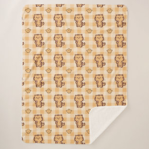 Kitty and little chicken pattern sherpa blanket