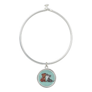Kitty and Puppy Bangle Bracelet
