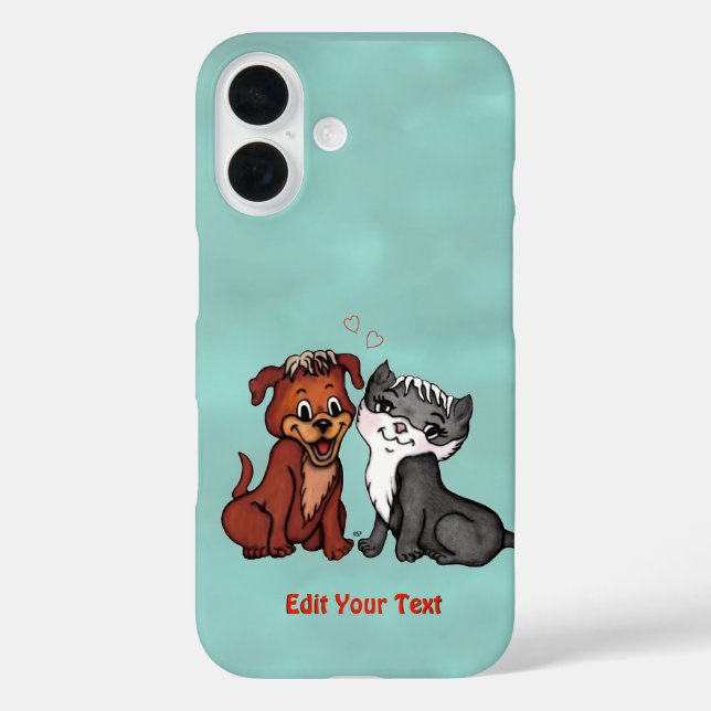 Kitty and Puppy , Edit Your Text Case-Mate iPhone Case (Back)