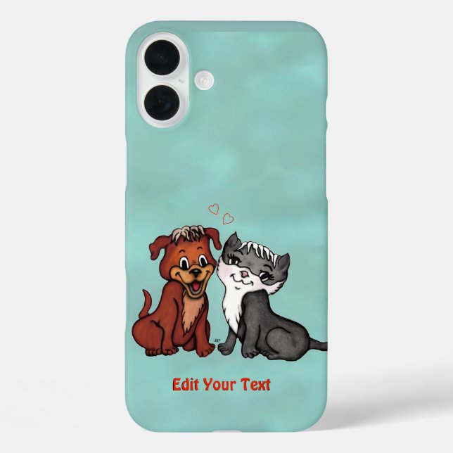 Kitty and Puppy , Edit Your Text Case-Mate iPhone Case (Back)