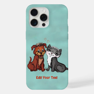 Kitty and Puppy , Edit Your Text iPhone 15 Pro Max Case