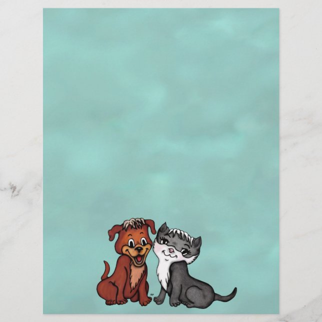 Kitty and Puppy , Edit Your Text Letterhead (Front)