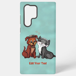 Kitty and Puppy , Edit Your Text Samsung Galaxy S22 Ultra Case