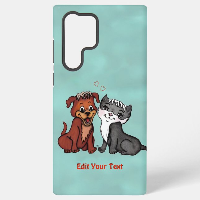 Kitty and Puppy , Edit Your Text Samsung Galaxy Case (Back)