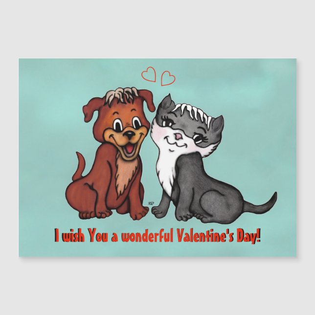 Kitty and Puppy , Happy Valentines Day! (Front)